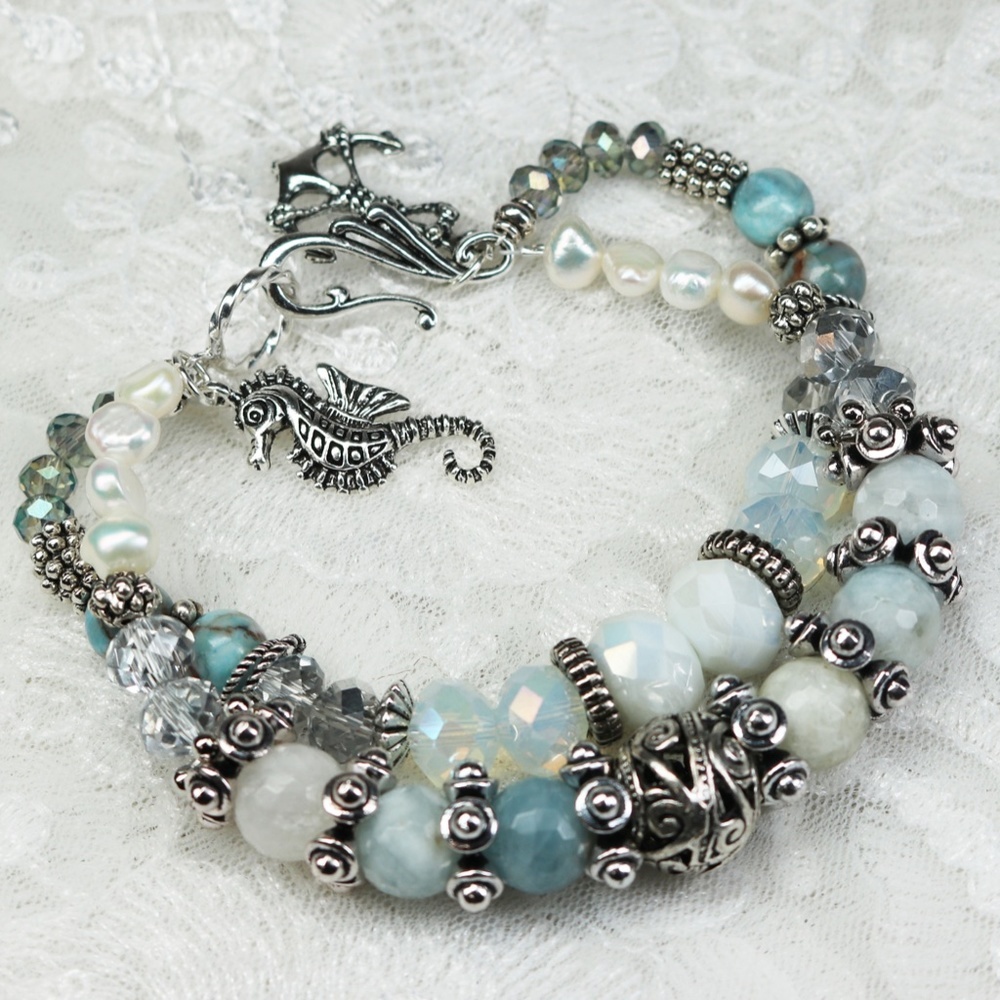 "Cold Spring Harbor" Handcrafted Gemstone Bracelet - image 8